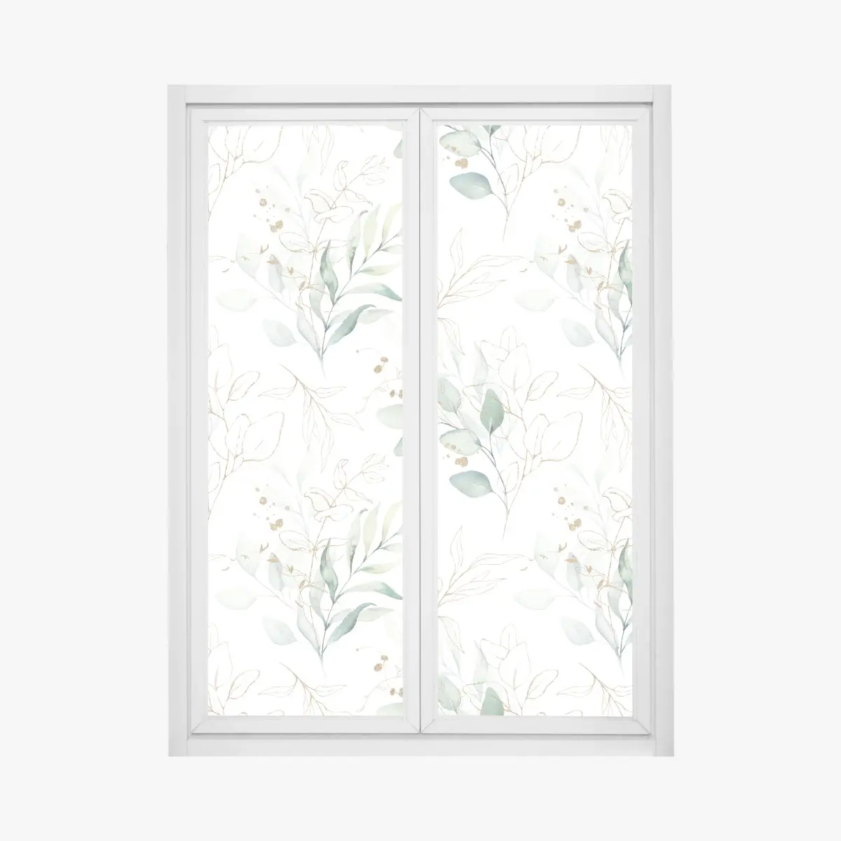 Fensteraufkleber sanftes eukalyptus aquarellmuster – Pixers®