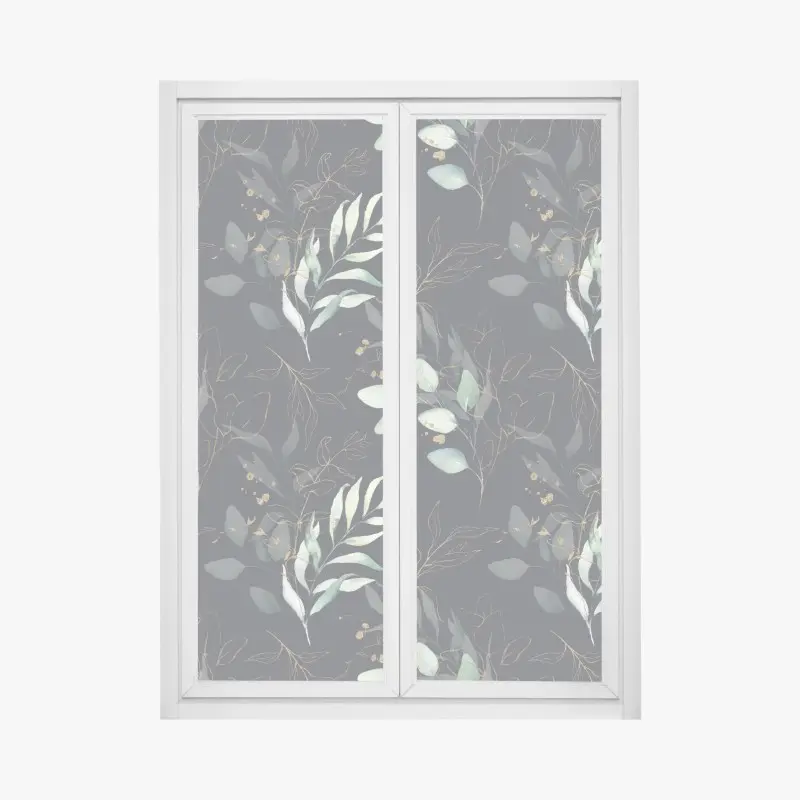 Fensteraufkleber aquarell eukalyptusblätter auf dunklem hintergrund