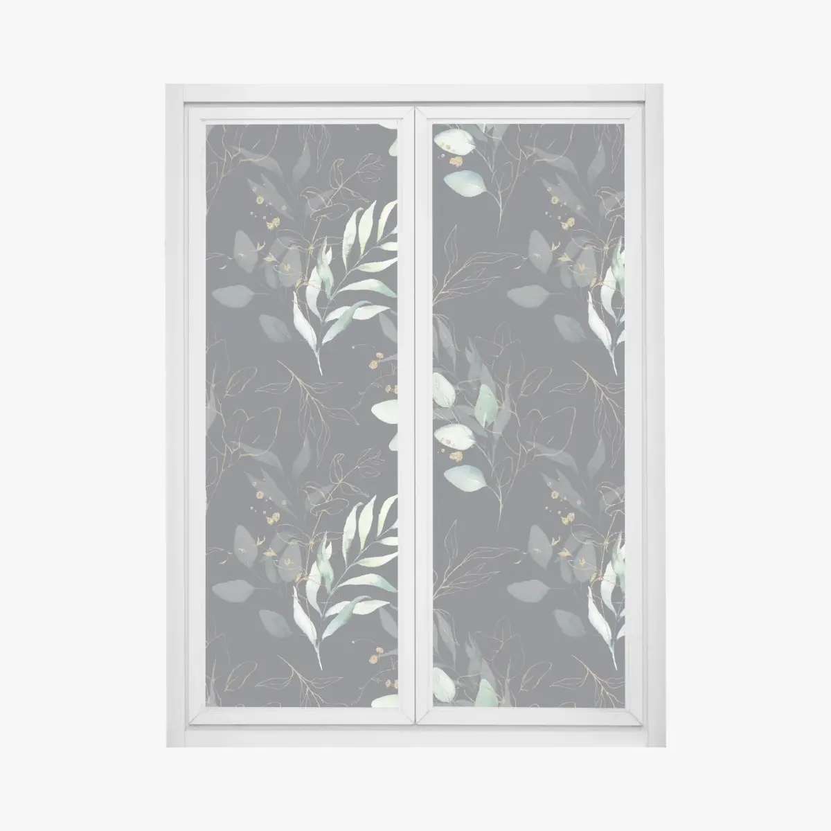 Fensteraufkleber aquarell eukalyptusblätter auf dunklem hintergrund – Pixers®