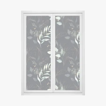 Fensteraufkleber aquarell eukalyptusblätter auf dunklem hintergrund – Pixers®