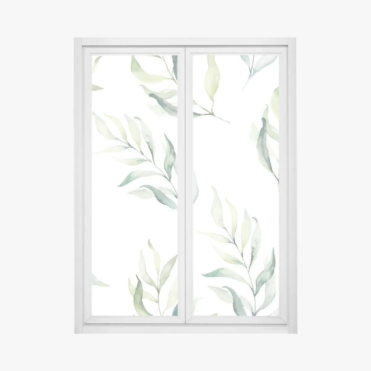Fensteraufkleber sanftes aquarellmuster mit eukalyptusblättern – Pixers®