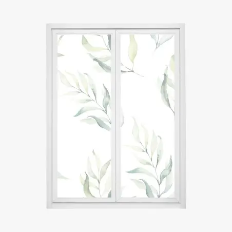 Fensteraufkleber sanftes aquarellmuster mit eukalyptusblättern – Pixers®
