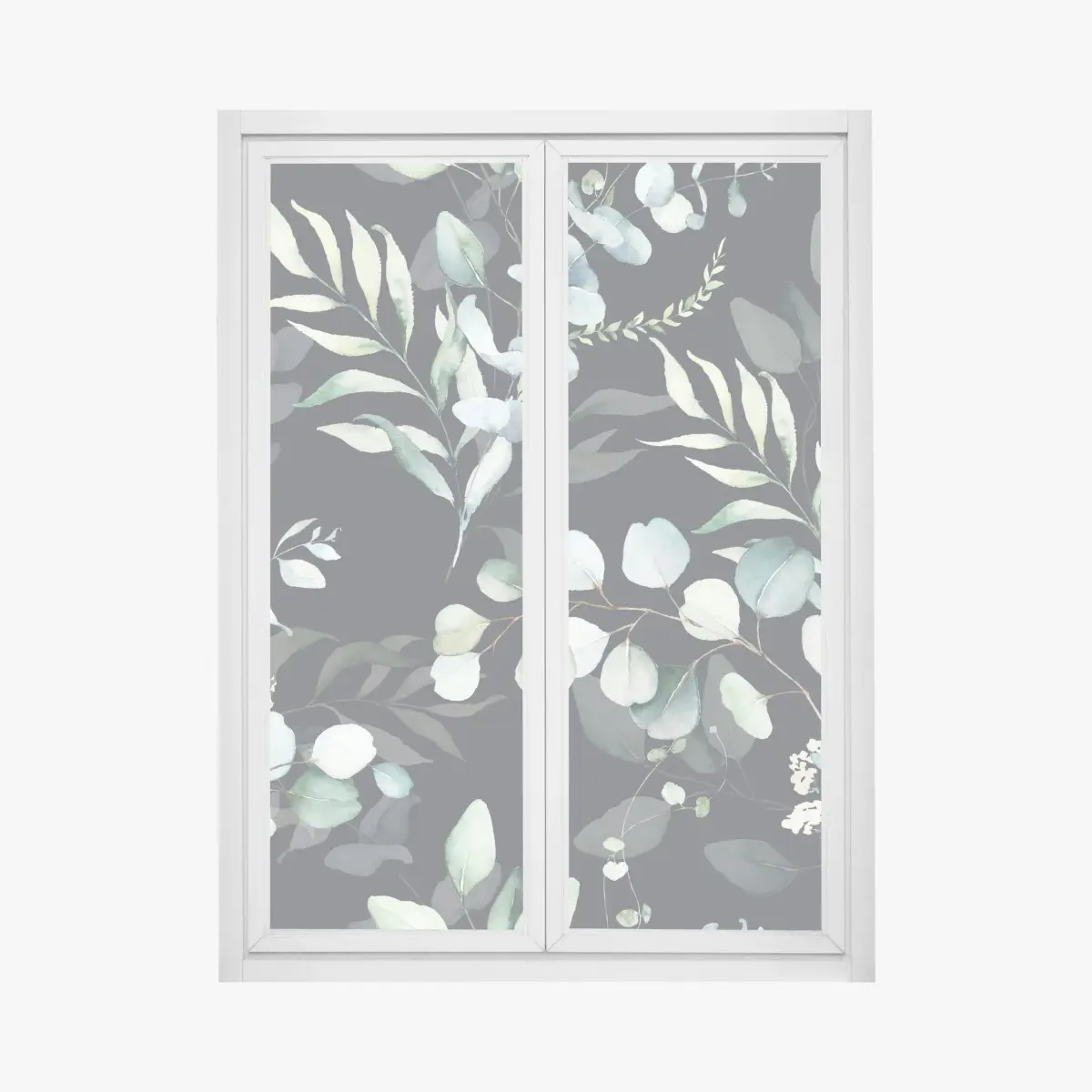 Fensteraufkleber eukalyptus aquarell botanisches muster auf dunklem hintergrund – Pixers®