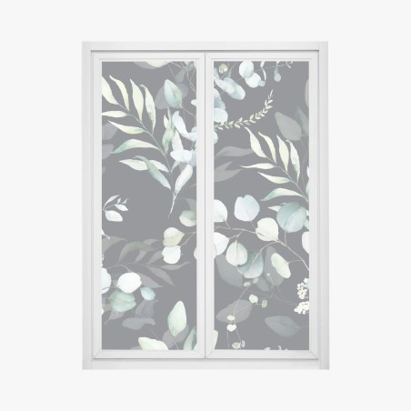 Fensteraufkleber eukalyptus aquarell botanisches muster auf dunklem hintergrund – Pixers®
