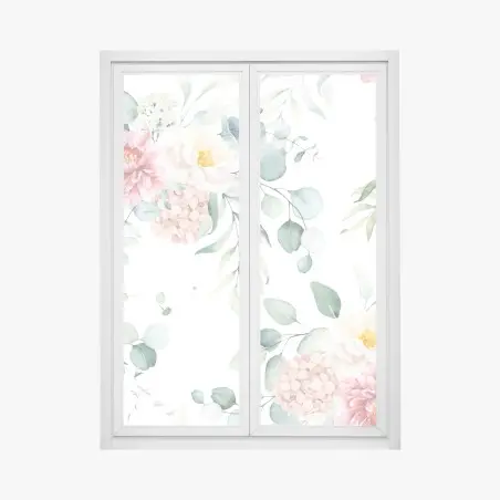 Fensteraufkleber zarter aquarellblumenstrauß – Pixers®