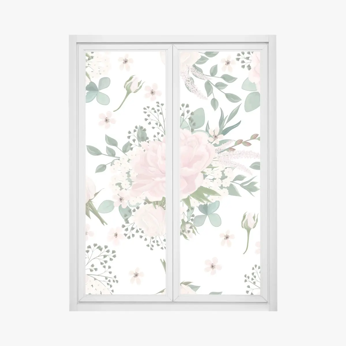 Fensteraufkleber zartes rosa pfingstrosenmuster – Pixers®