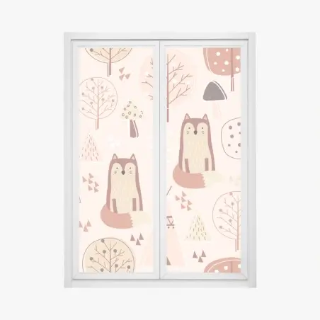 Fensteraufkleber waldfüchse muster für kinderzimmer – Pixers®