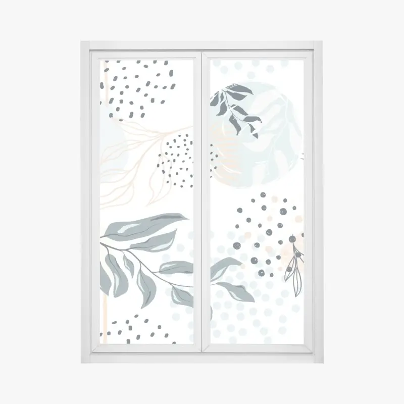 Fensteraufkleber pastellfarbenes botanisches abstraktes muster