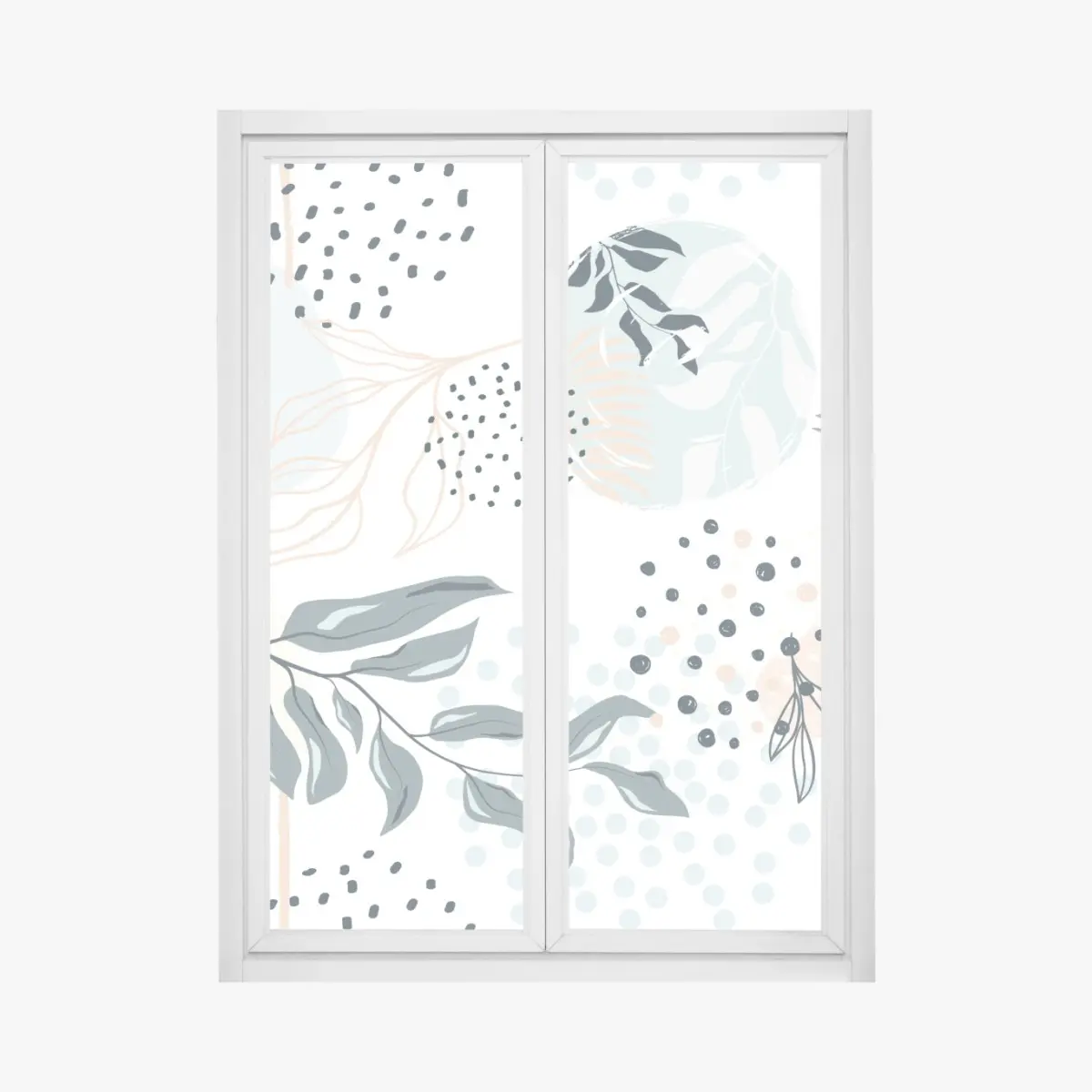 Fensteraufkleber pastellfarbenes botanisches abstraktes muster – Pixers®