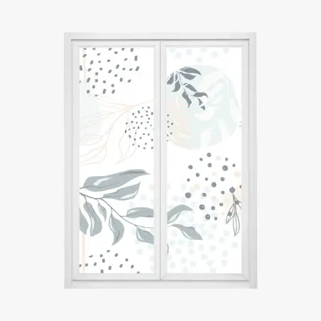 Fensteraufkleber pastellfarbenes botanisches abstraktes muster – Pixers®