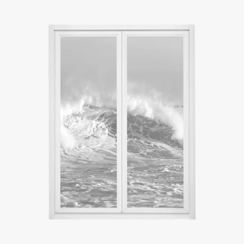 Fensteraufkleber dramatische schwarzweiß-welle des ozeans