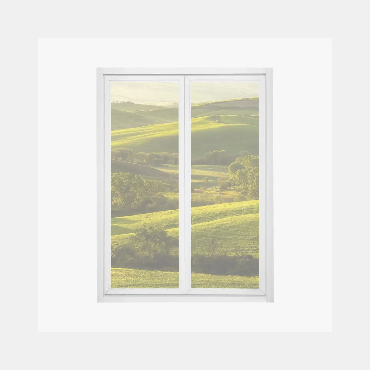 Fensteraufkleber sonnenbeschienene grüne hügel – Pixers®