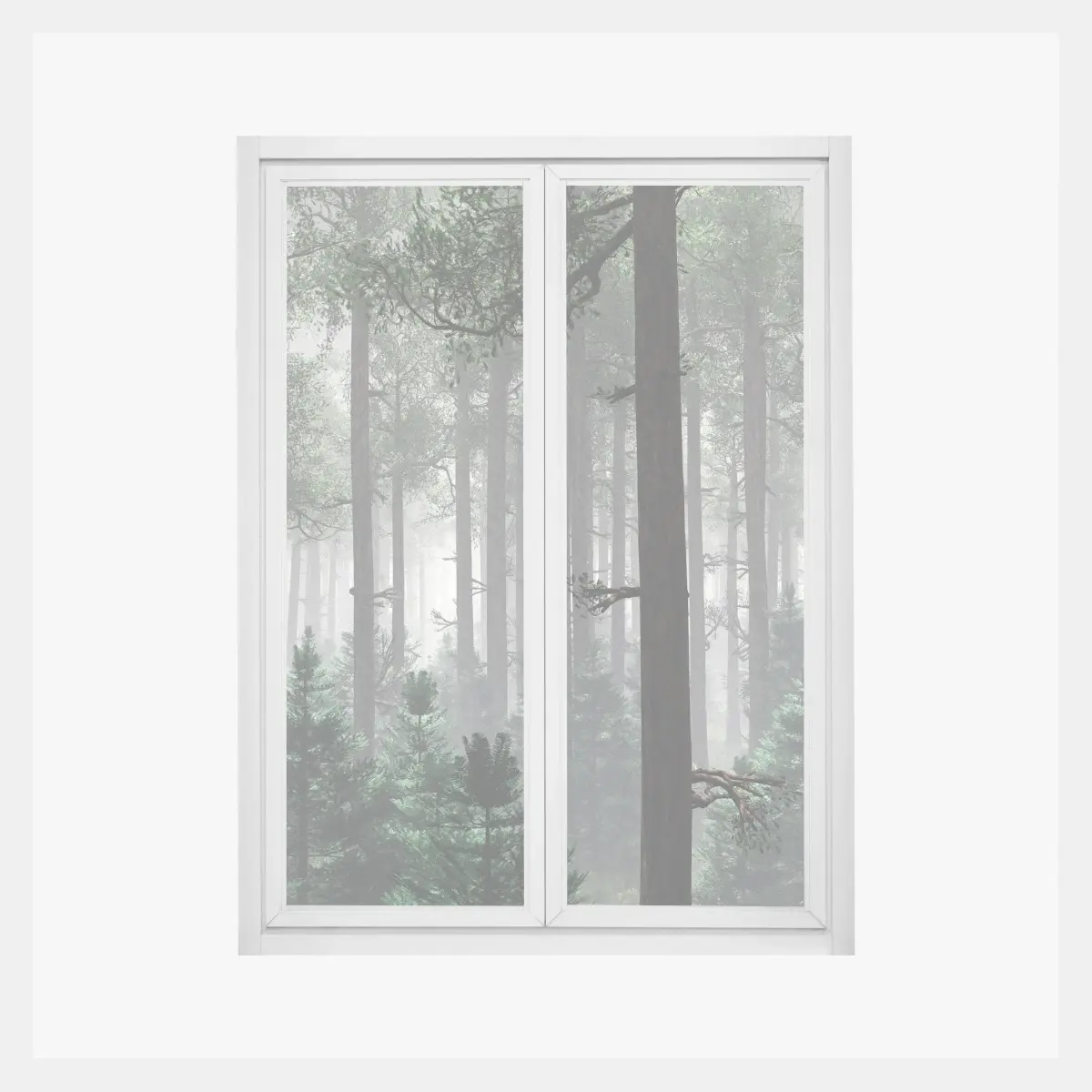 Fensteraufkleber nebliger immergrüner wald – Pixers®