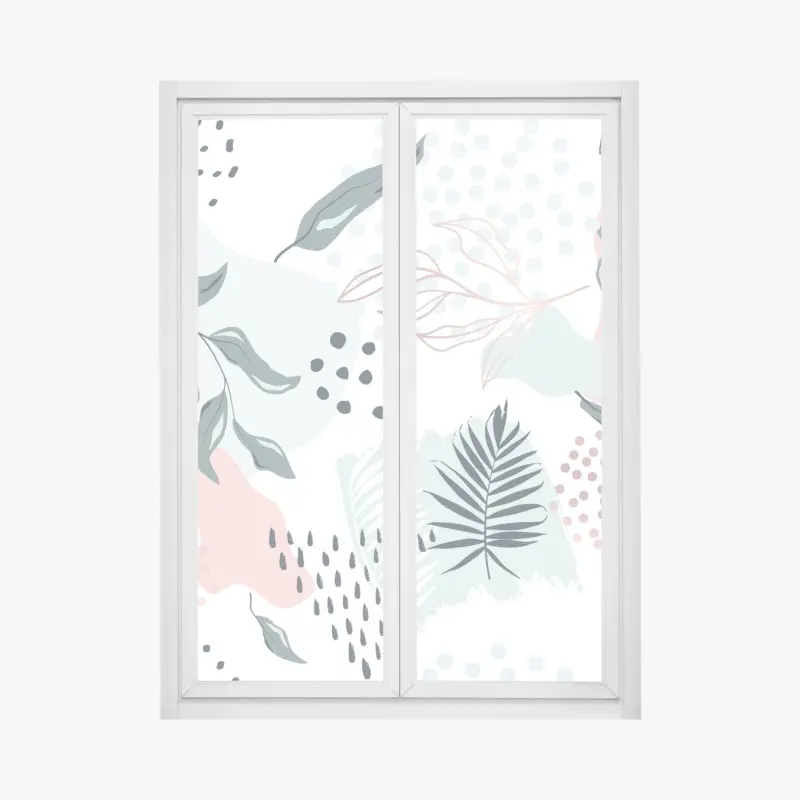 Fensteraufkleber pastellfarbenes botanisches abstraktes muster