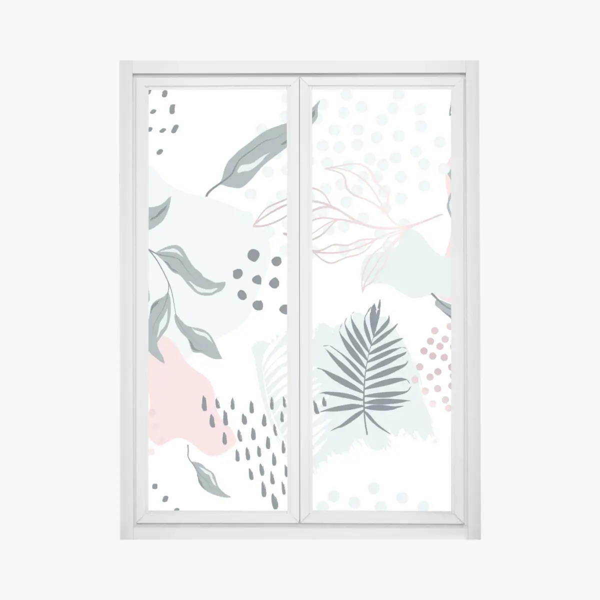 Fensteraufkleber pastellfarbenes botanisches abstraktes muster – Pixers®