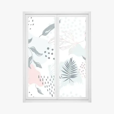 Fensteraufkleber pastellfarbenes botanisches abstraktes muster – Pixers®
