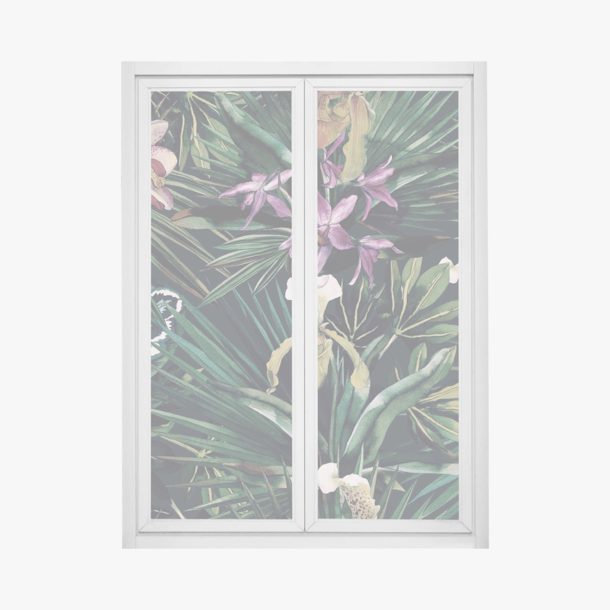 Fensteraufkleber tropische orchideen in aquarell und palmblättern – Pixers®