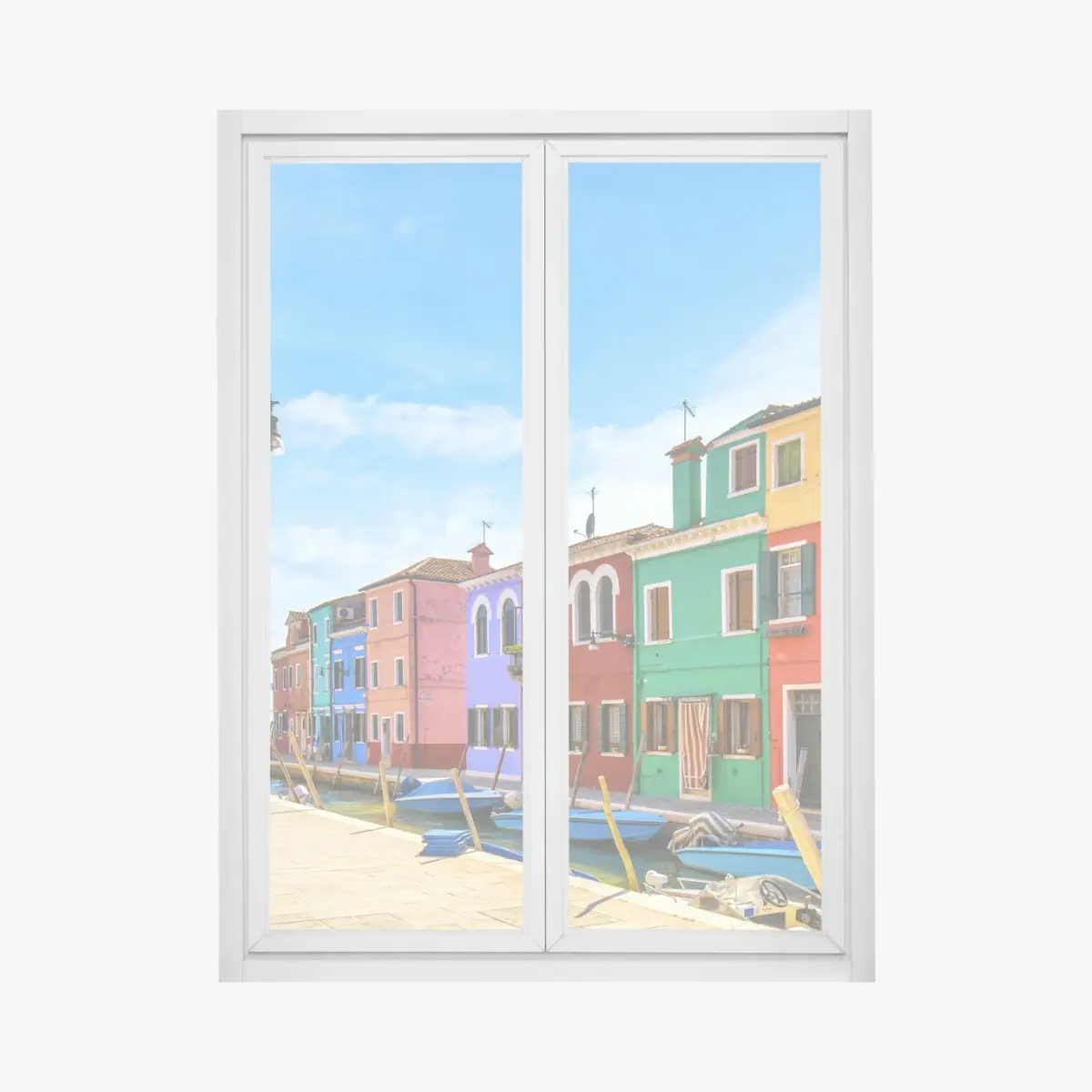Fensteraufkleber bunte kanalhäuser von Burano – Pixers®