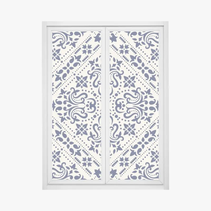 Fensteraufkleber marineblaues damast-fliesenmuster