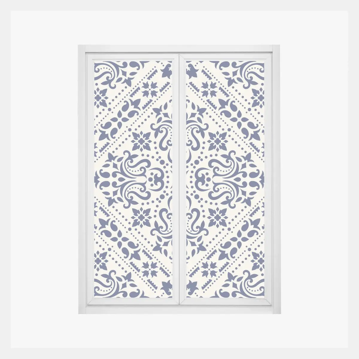 Fensteraufkleber marineblaues damast-fliesenmuster – Pixers®