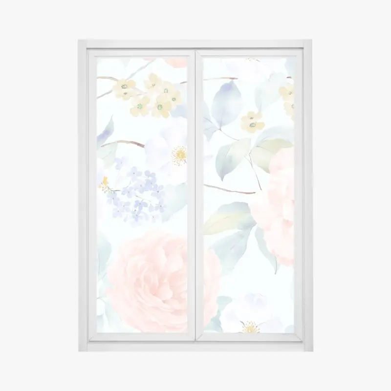 Fensteraufkleber zarte pastellblumen in aquarell