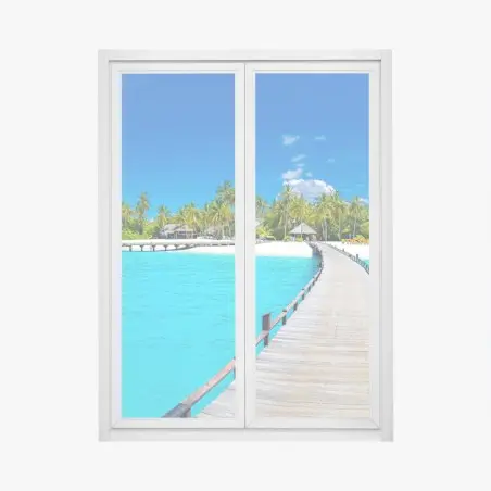 Fensteraufkleber tropischer türkiser strand – Pixers®