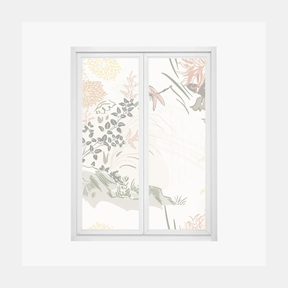 Fensteraufkleber zartes pastell-blumenmuster – Pixers®