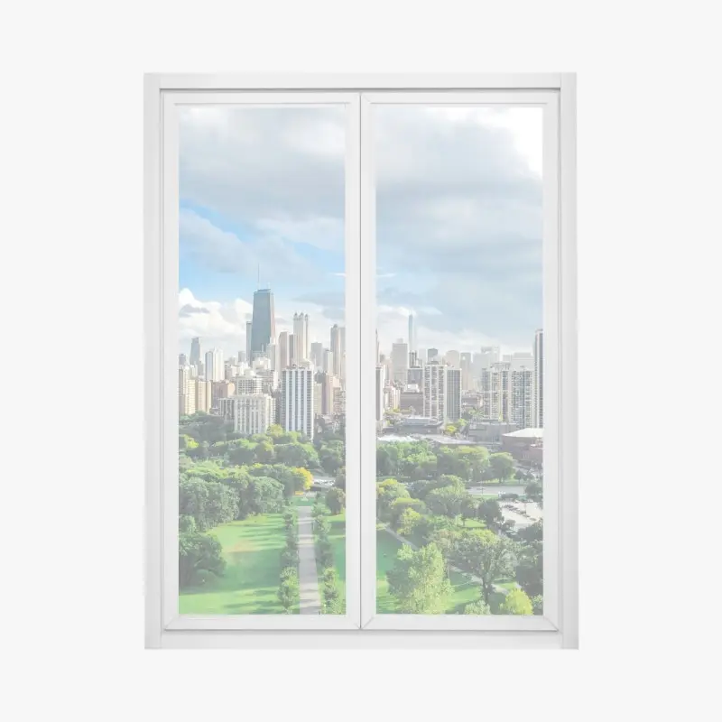 Fensteraufkleber stadtpanorama über grünem park