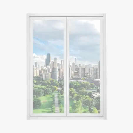Fensteraufkleber stadtpanorama über grünem park – Pixers®