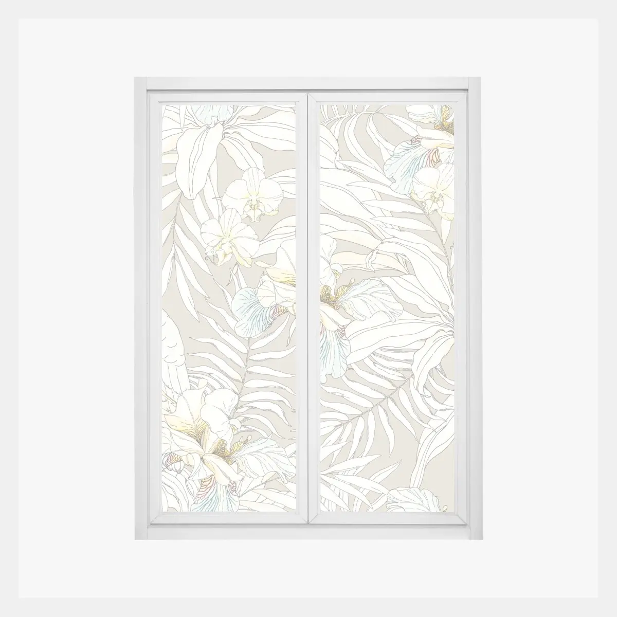 Fensteraufkleber tropisches kakadu-blumenmuster – Pixers®