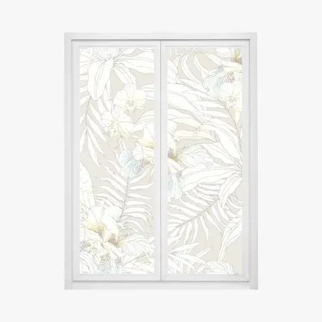 Fensteraufkleber tropisches kakadu-blumenmuster – Pixers®
