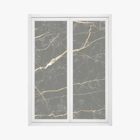 Fensteraufkleber schwarzer marmor mit goldenen adern – Pixers®
