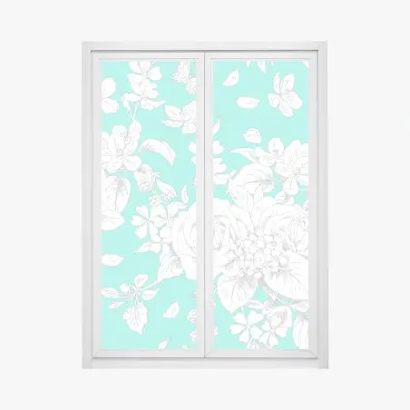 Fensteraufkleber türkis floral muster mit blumen – Pixers®