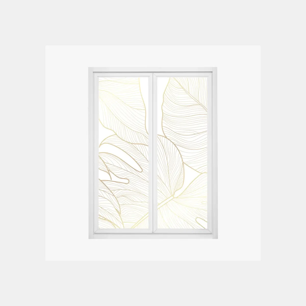 Fensteraufkleber goldene botanische blattzeichnung – Pixers®