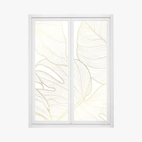 Fensteraufkleber goldene botanische blattzeichnung – Pixers®