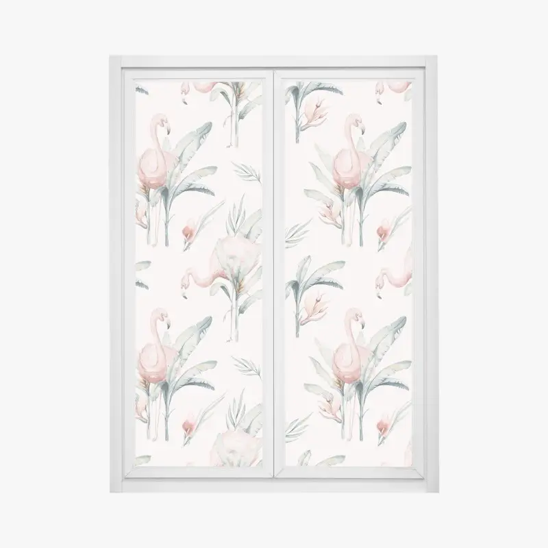 Fensteraufkleber aquarell flamingo tropisches muster