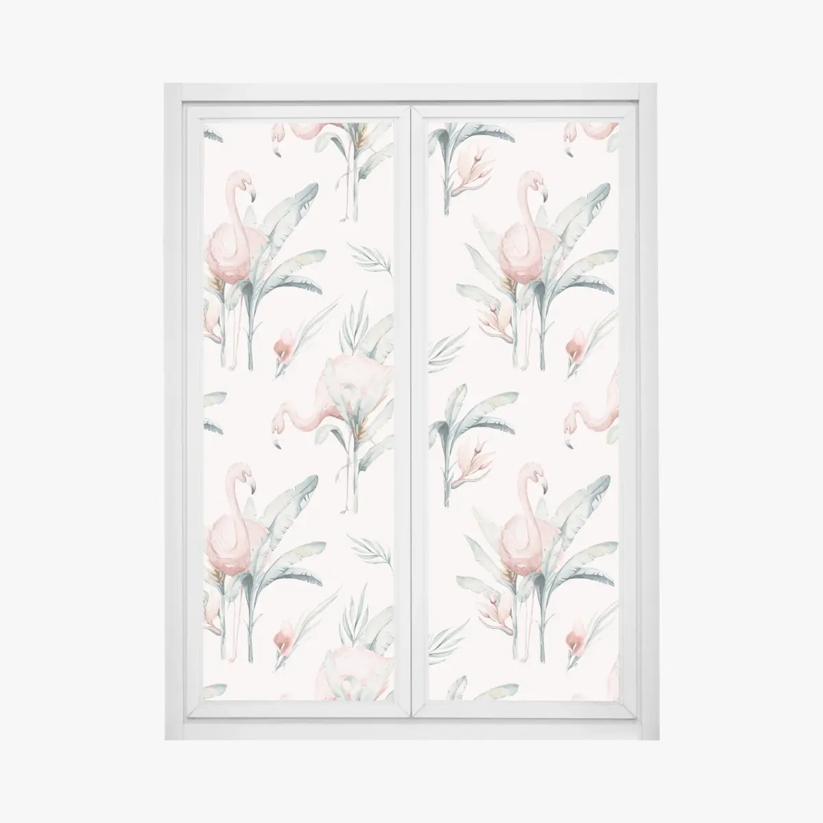Fensteraufkleber aquarell flamingo tropisches muster – Pixers®