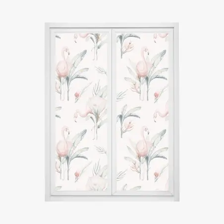 Fensteraufkleber aquarell flamingo tropisches muster – Pixers®