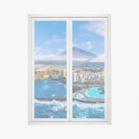 Fensteraufkleber luftpanorama der küste von Teneriffa mit dem Mount Teide – Pixers®