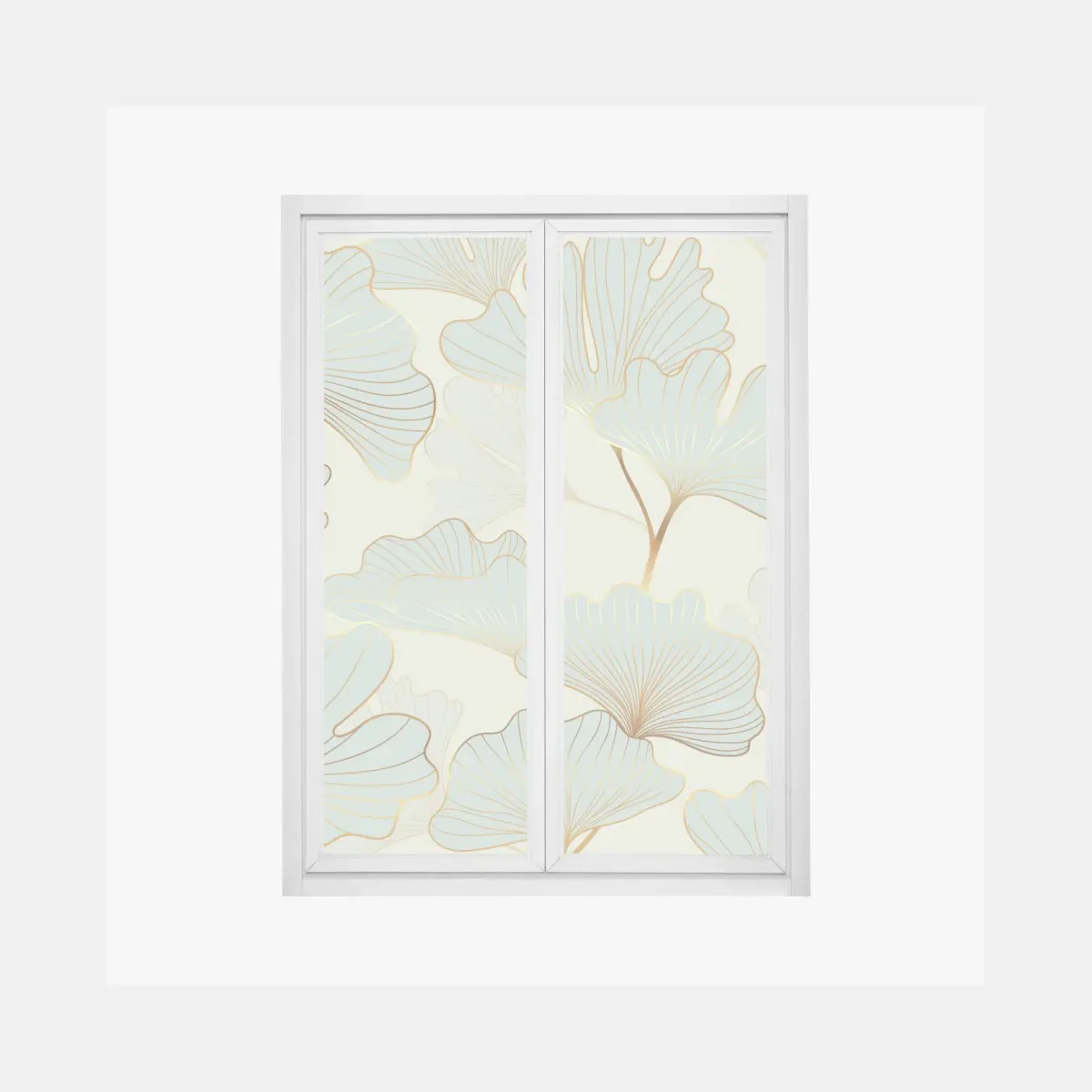 Fensteraufkleber pastell ginkgo blättermuster mit goldakzenten – Pixers®
