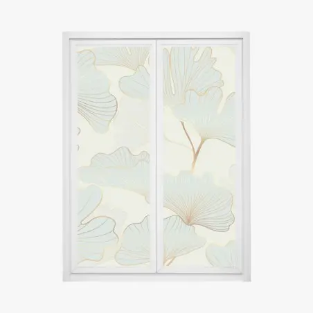 Fensteraufkleber pastell ginkgo blättermuster mit goldakzenten – Pixers®