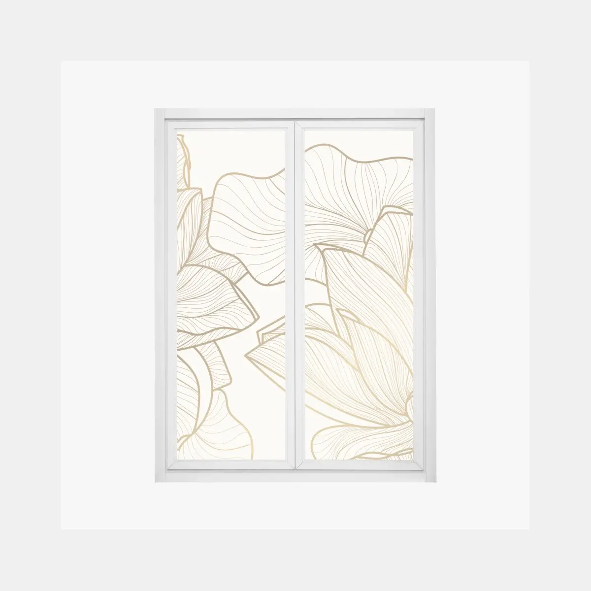 Fensteraufkleber elegante goldene linien blumenillustration – Pixers®