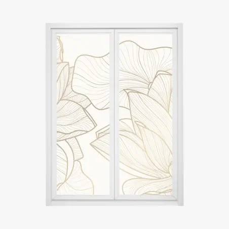 Fensteraufkleber elegante goldene linien blumenillustration – Pixers®