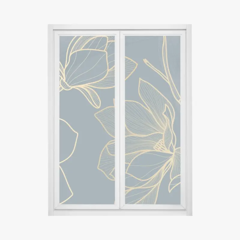 Fensteraufkleber goldene magnolie auf türkisfarbenem hintergrund