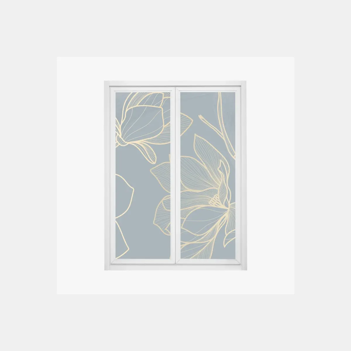 Fensteraufkleber goldene magnolie auf türkisfarbenem hintergrund – Pixers®