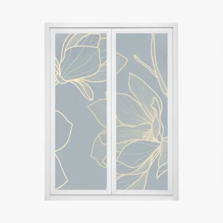 Fensteraufkleber goldene magnolie auf türkisfarbenem hintergrund – Pixers®