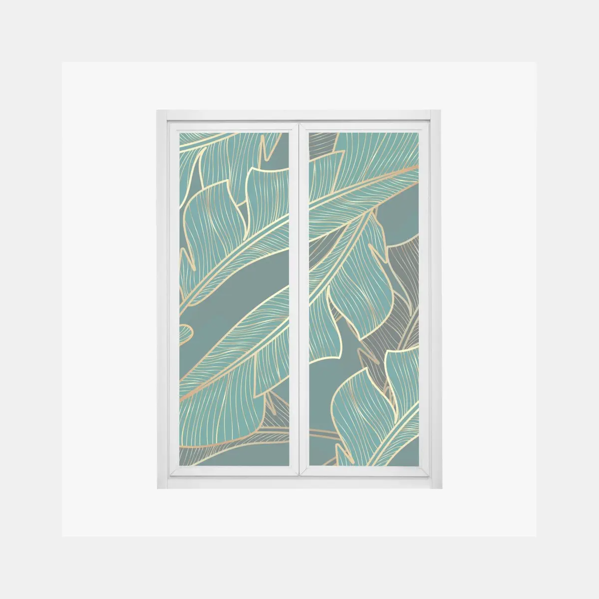 Fensteraufkleber goldene tropische bananenblätter – Pixers®