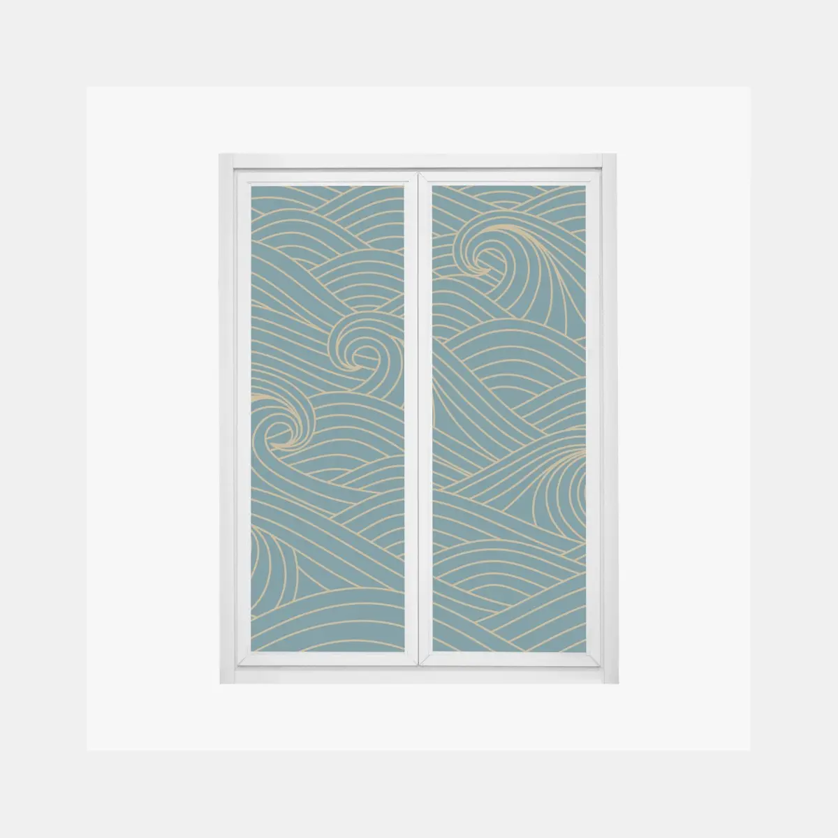 Fensteraufkleber türkiswellenmuster mit goldlinien – Pixers®