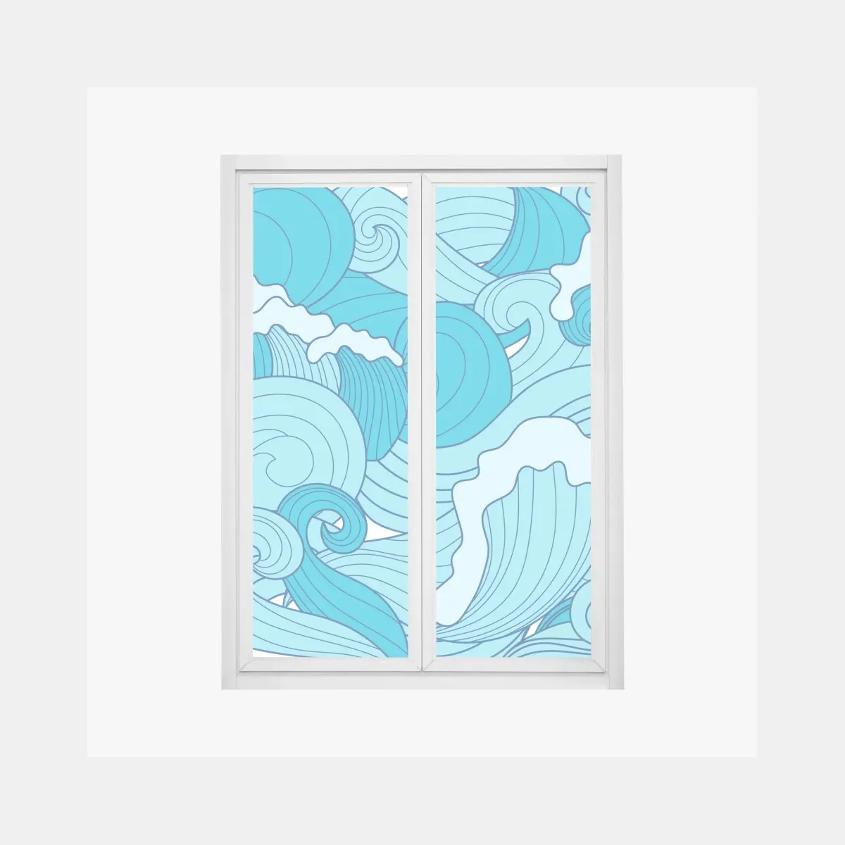 Fensteraufkleber blaue ozeanwellen illustration – Pixers®