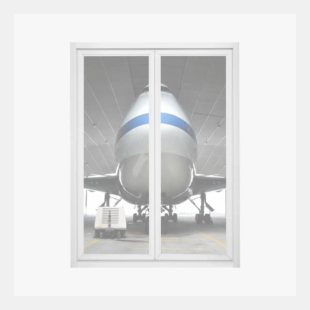 Fensteraufkleber frachter im hangar - frontansicht des jets – Pixers®